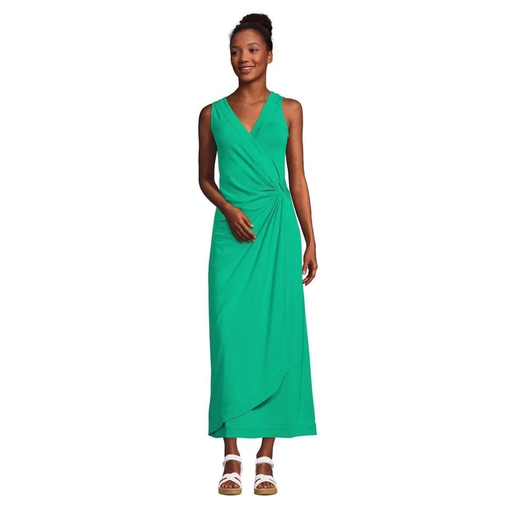 Lands' End Petite Lightweight Sleeveless Surplice Maxi Dress